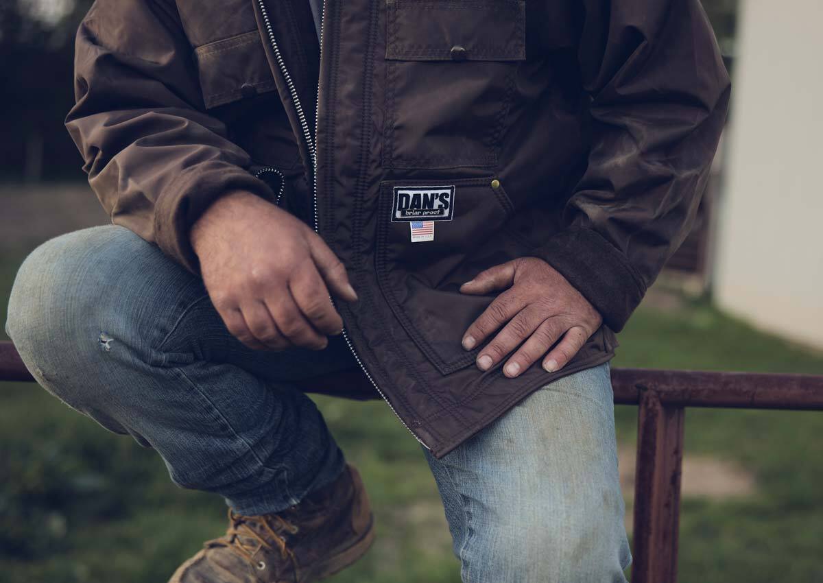 Man wearing bulldog bibs from DAN'S Hunting Gear