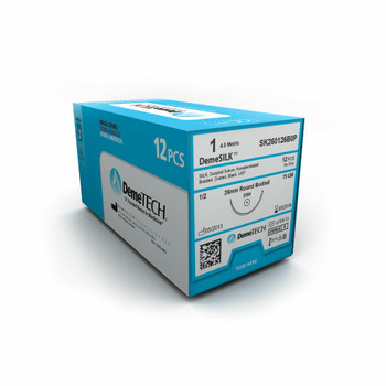 Product DemeTECH Silk, 45cm Long, Black, 4/0, 19mm Needle, 3/8 Circle, Reverse Cutting, DFS-2 | SK164019F4P Image