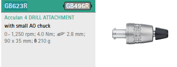 Product Aesculap Acculan 4 Large Drill Attachment - QCK - 90 Day Warranty | GB623R Image