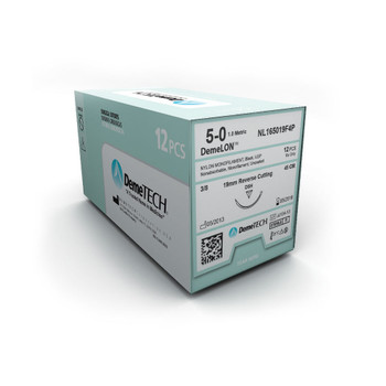 Product DemeTECH Nylon Monofilament, 45cm Long, Black, 5/0, 13mm Needle, 3/8 Circle, Reverse Cutting, DC-3 | NL165013F4P Image