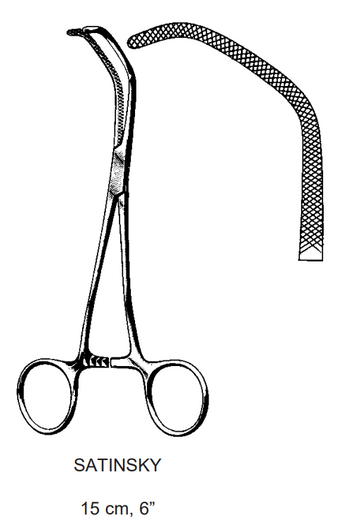 Product Spectrum Satinsky Blood Vessel Clamp, 6", Angled | SAH.60-7186 Image