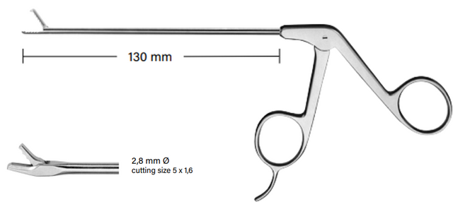 Product Spectrum Arthro. Punch, 5.1" (130mm) WL, 3.5mm Dia. Shaft, Straight, Serrated, Duck Shaped, 15 Deg., 5x1.6mm | SAH.720834 Image