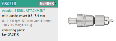 Product Aesculap Acculan 4 Large Jacobs Large Drill Attachment - 90 Day Warranty | GB621R Image