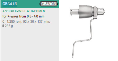 Product Aesculap Acculan 4 Large Drill K-Wire Attachment - 90 Day Warranty | GB641R Image