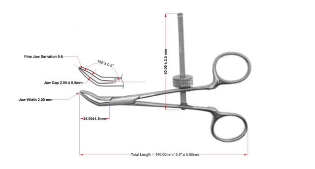 Product Spectrum Doolen Bone Holding Forcep, 5.5" (14cm), Angled, Speed Lock | SAH.20-7843 Image