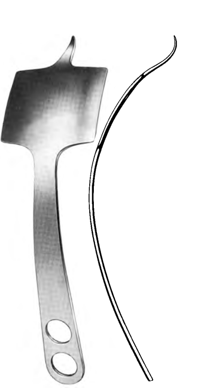 Product Spectrum Hohmann Retractor, 10" (25cm), 2 Finger Holes, Sharp Pointed Tip, Strong Back Bend, 70mm | SAH.20-9930 Image