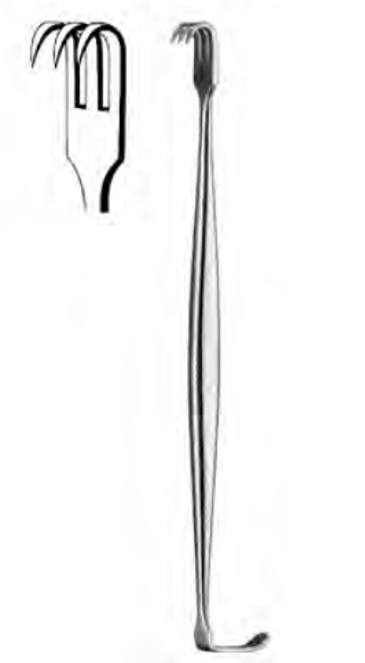 Product Spectrum Senn Retractor, 6" (15cm), 3 Prongs, Sharp, Titanium | SAH.25-24311T Image