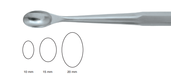 Product Spectrum Hatt Spoon Bone Curette, 9", Hexagonal Handle, 10mm Oval | SAH.30-1800 Image