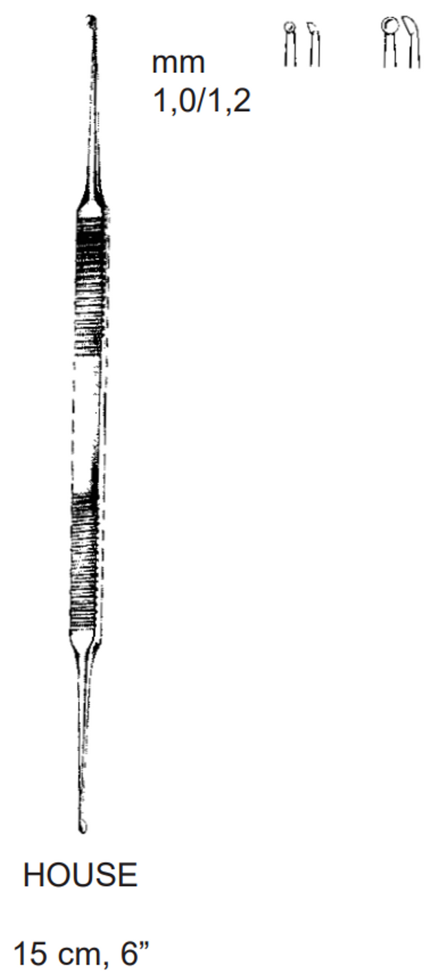 Product Spectrum House Curette, 6" (15cm), Straight, Double Ended, Angled/Angled, 1.0mm x 1.2mm Tips | SAH.45760-01 Image