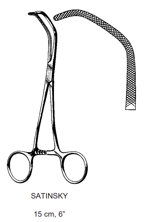 Product Spectrum Satinsky Blood Vessel Clamp, 6", Angled | SAH.60-7186 Image