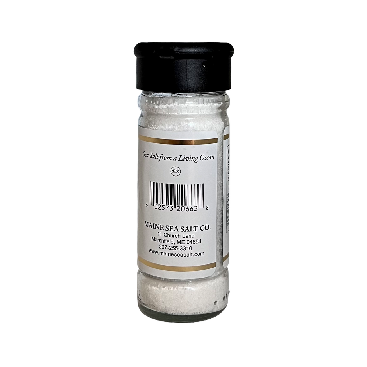 Maine Sea Salt Shaker, Fine, Hand-harvested, 3oz .90 WT Natural Kosher Salt.  (0663) 3 oz Six to a Case (0663) - Maine Sea Salt Company