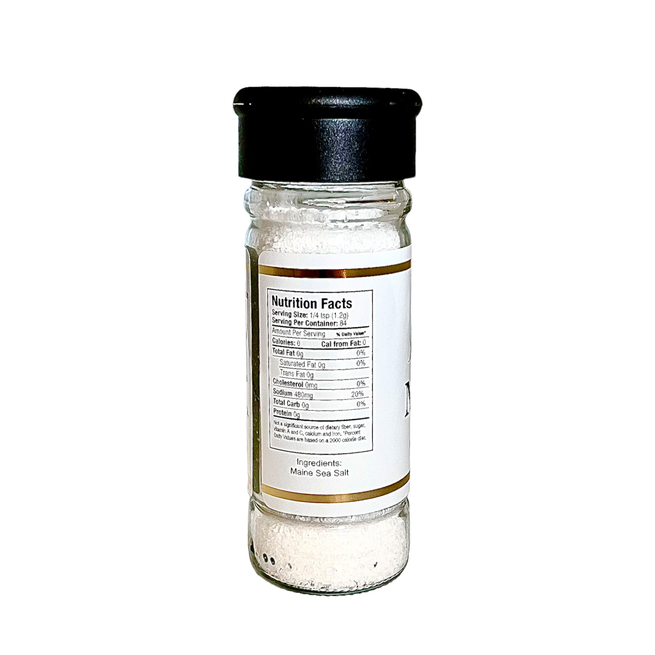 Maine Sea Salt Shaker, Fine, Hand-harvested, 3oz .90 WT Natural Kosher Salt.  (0663) 3 oz Six to a Case (0663) - Maine Sea Salt Company