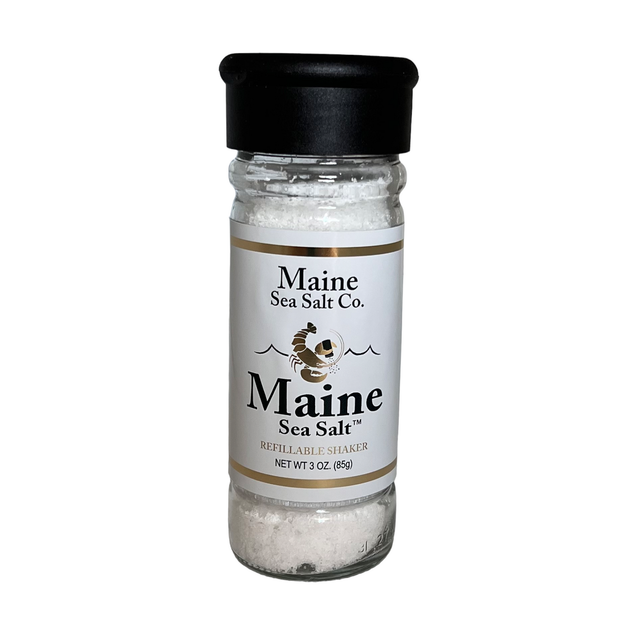 Maine Sea Salt Shaker, Fine, Hand-harvested, 3oz .90 WT Natural Kosher Salt.  (0663) 3 oz Six to a Case (0663) - Maine Sea Salt Company