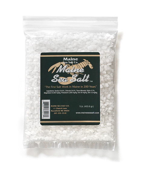 1 lb Bag, Crystal, Maine Sea Salt. 1.25 WT Certified Kosher 
