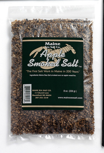 Apple Smoked Salt, Maine Sea Salt Smoked Over A Apple Wood Fire. 8 oz Bag. .83 WT. (5218) 