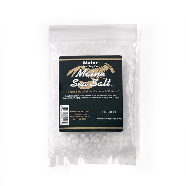 Natural Maine Sea Salt 8 oz bag CRYSTAL SIZE