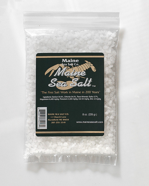 Maine Sea Salt, Crystals, 8 oz Bag.  .83 WT  Certified Kosher. (5499)