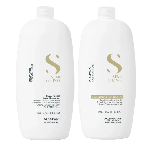 Alfaparf Milano Semi Di Lino Diamond Illuminating Low Shampoo & Conditioner 1 Litre Duo
