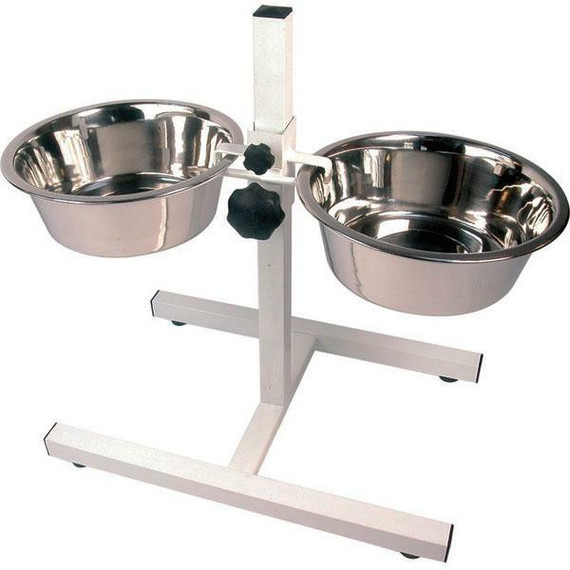 Adjustable Double Diner Dog Bowl Feeder 2.25lt