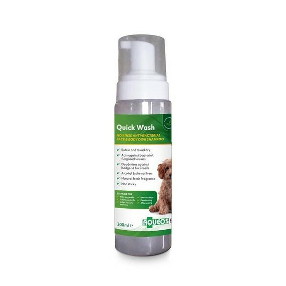 Aqueos Quick Wash Anti-Bacterial No Rinse Dog Shampoo 200ml