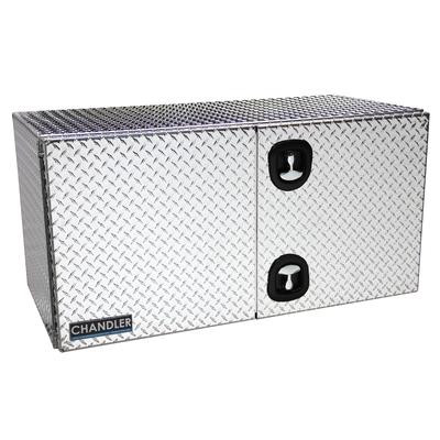 24W X 24H X 48D X Chandler Underbody Truck Toolbox Tread Plate Aluminum Barn Door With T-Handle Latch