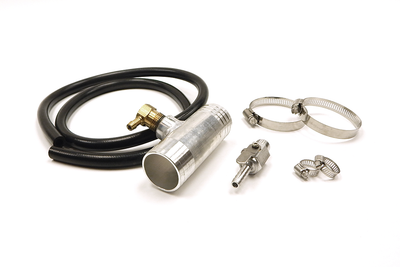 Southern Truck diesel auxiliary tank install kit for 1999-2010 Chevy GMC 2500/3500 with 2 inch aluminum tee, fuel hose, shut-off valve and clamps