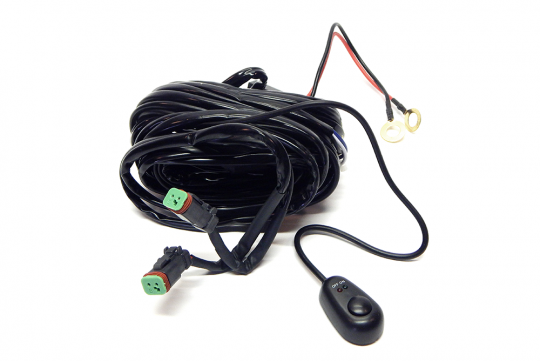 LED Light Bar Wiring Harness with Switch, DT Connector Dual Plug