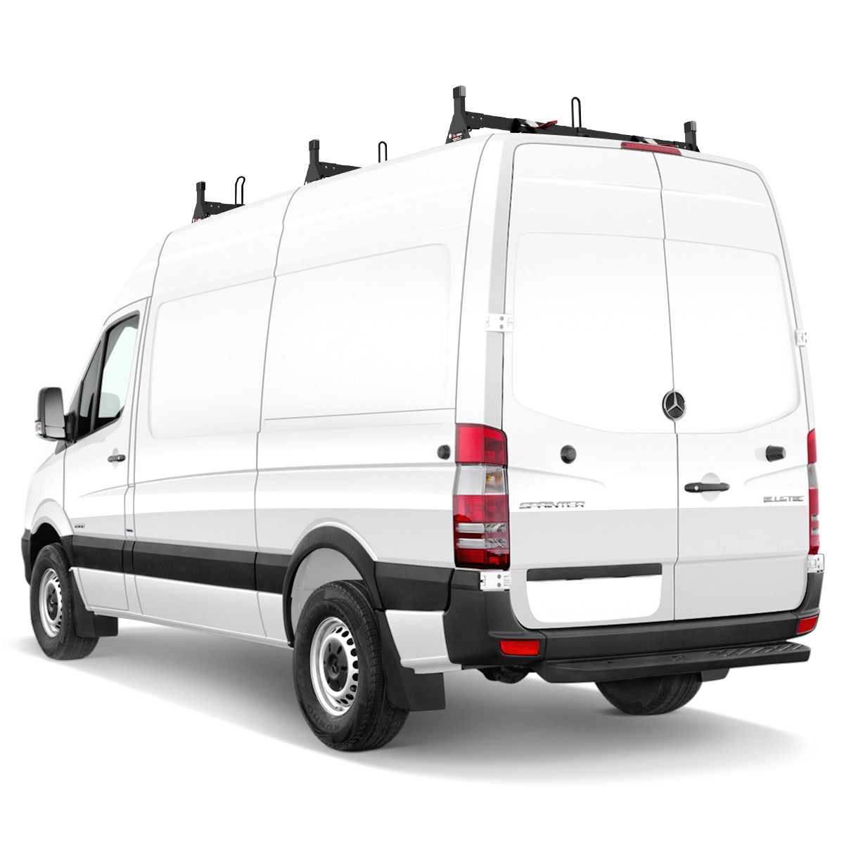 H1 Ladder Roof Rack For 07-On Mercedes Sprinter High Roof (144 /170 WB) - Black