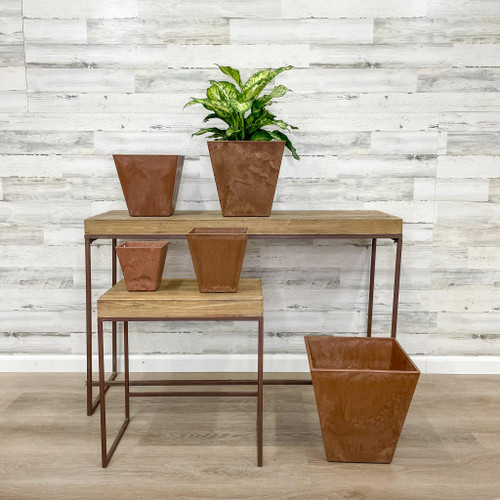 Plastic Pltr. Indoor POT ELLA SQ RUST 12" 