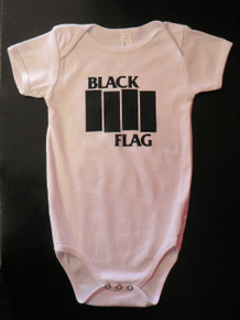 Black Flag Bars Logo Baby Onesie in White SST Records