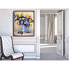 Lilac and tulip bouquet painting in a living room scene
