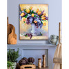 Lilac and tulip bouquet painting in a kitchen scene