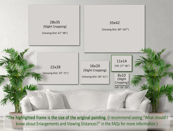 Pink Rose painting size guide
