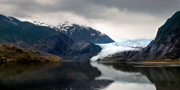 Mendenhall glacier between two mountains