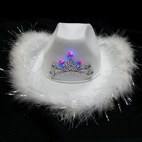 Light-Up Tiara Cowgirl Hat w/Feathers