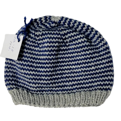 Handknit Wool Hat 12M Navy