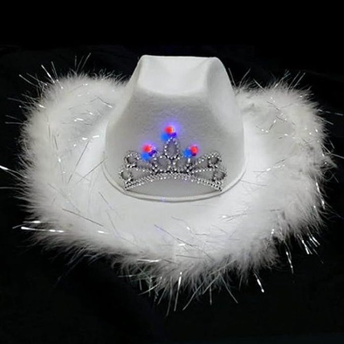 Light-Up Tiara Cowgirl Hat w/Feathers