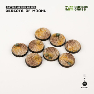 Gamers Grass Deserts of Maahl Bases, Battle Ready - Round 32mm (x8) Gamers Grass Deserts of Maahl Bases, Battle Ready - Round 32mm (x8)