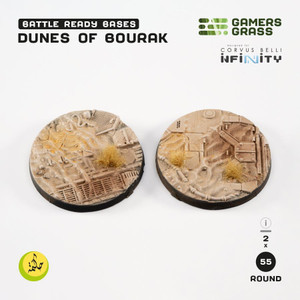 Gamers Grass Dunes of Bourak Bases, Battle Ready - Round 55mm (2x)