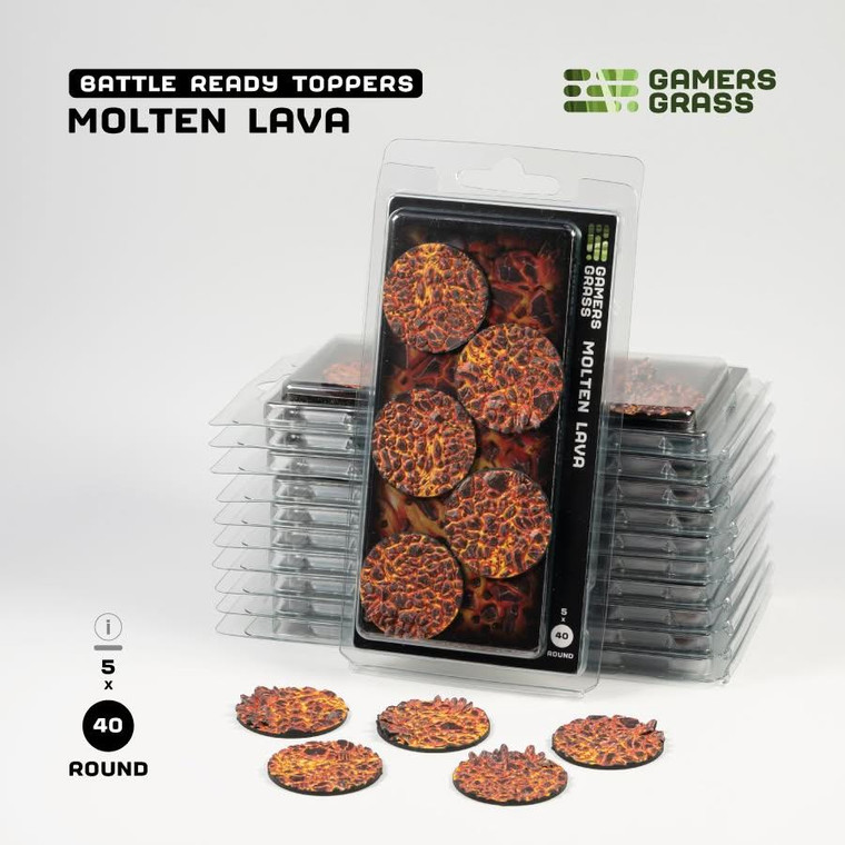 Gamers Grass Battle Ready Toppers Molten Lava - Round 40mm (x5) Model Basing