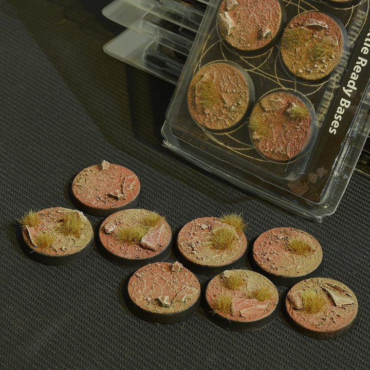 Gamers Grass Badlands Bases, Battle Ready - Round 32mm (x8)
