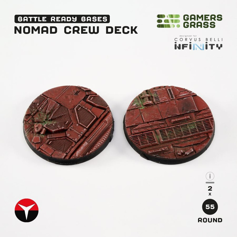 Gamers Grass Nomad Crew Deck Bases, Battle Ready - Round 55mm (2x)