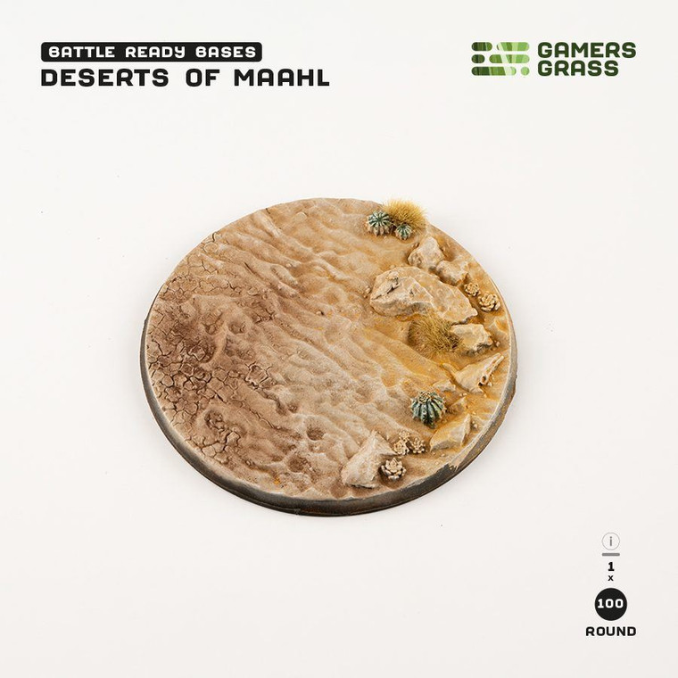 Gamers Grass Deserts of Maahl Bases, Battle Ready - Round 100mm (x1)