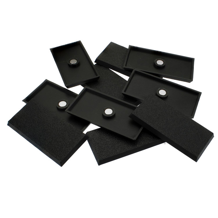 25x50mm Rectangle Wargaming Plastic Bases + Magnet for Warhammer, Old World, AOS, D&D - Black