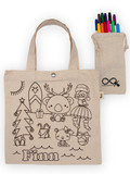 Native Animal Beach Christmas Personalised Colouring Canvas Tote Bag with Markers