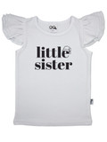 Festive Sibling Status - Little Sister Sleeveless Frill T-shirt