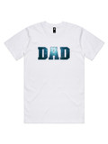 Ocean Dad Classic T-shirt in white, featuring a deep blue ocean-inspired ‘DAD’ print - perfect for relaxed, coastal Dad & Mini matching outfits