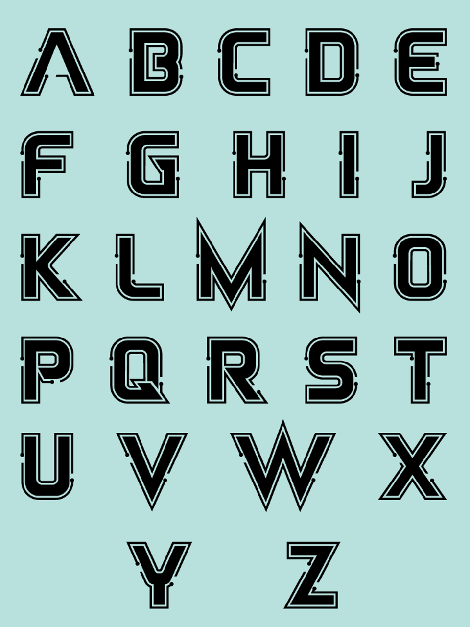 Letter Chart for Personalised Electric Letter Baby Shoes