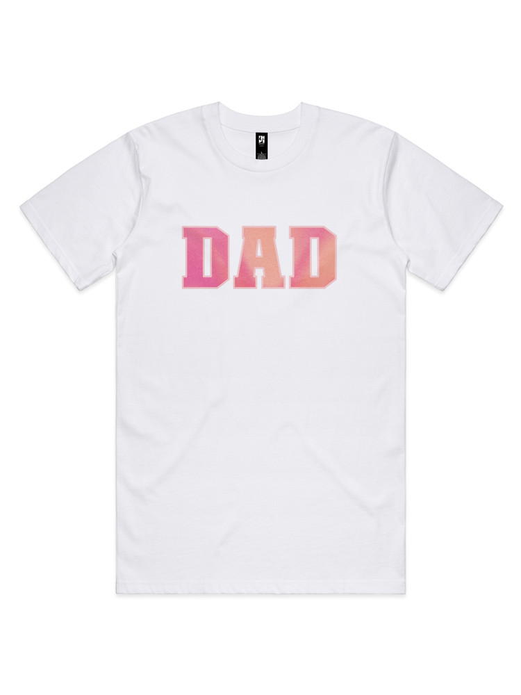 Gradient Dad Classic T-shirt in white, featuring a soft pink tonal ‘DAD’ print — designed for modern Dad & Mini matching outfits