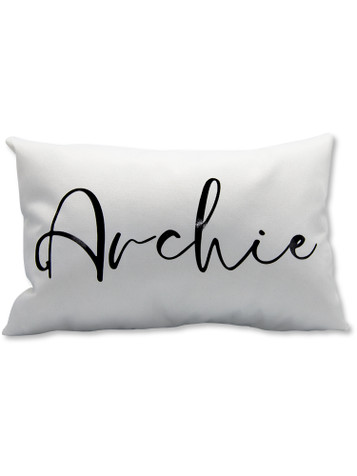 Modern Cursive Personalised Rectangle Canvas Cushion with Black print Modern Cursive Personalised Rectangle Canvas Cushion with Black print
